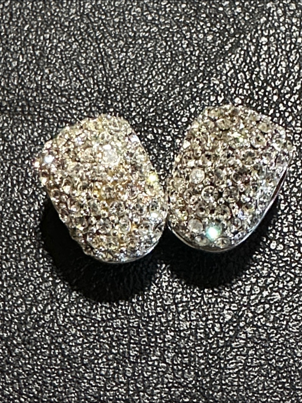 Monet Vintage Silver Tone Pavé Rhinestone Magnetic Clip On Huggie Earrings